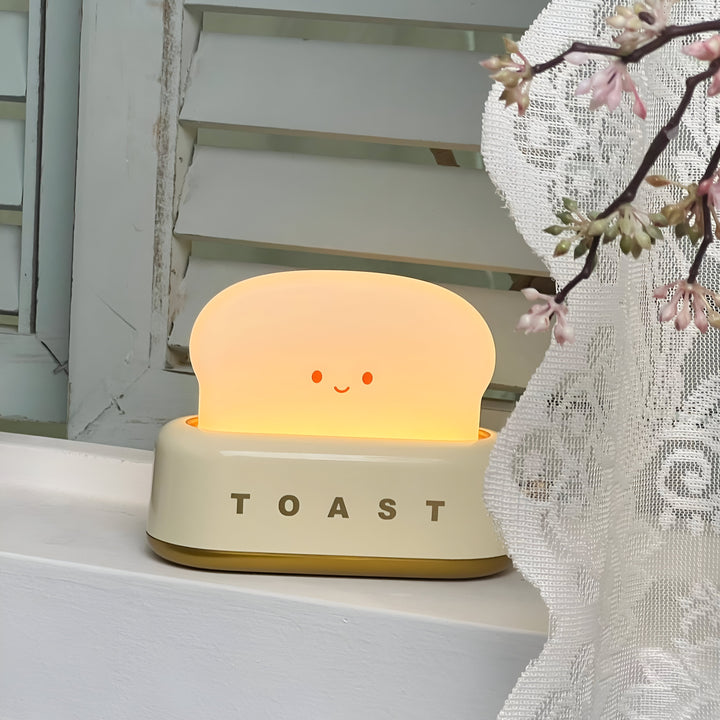 TinyToast Table Lamp – Portable Toaster-Shaped Night Light with Dimmable LED &amp; USB Port