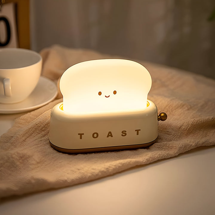 TinyToast Table Lamp – Portable Toaster-Shaped Night Light with Dimmable LED &amp; USB Port