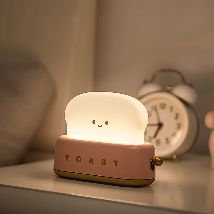 TinyToast Table Lamp – Portable Toaster-Shaped Night Light with Dimmable LED &amp; USB Port
