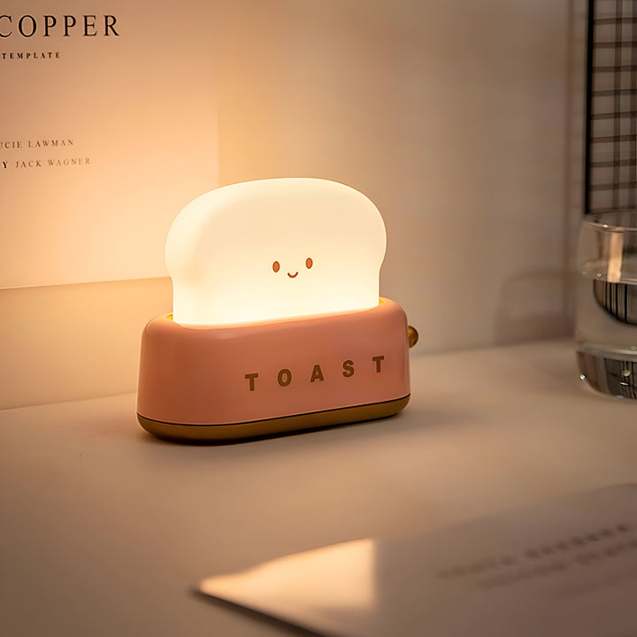TinyToast Table Lamp – Portable Toaster-Shaped Night Light with Dimmable LED &amp; USB Port