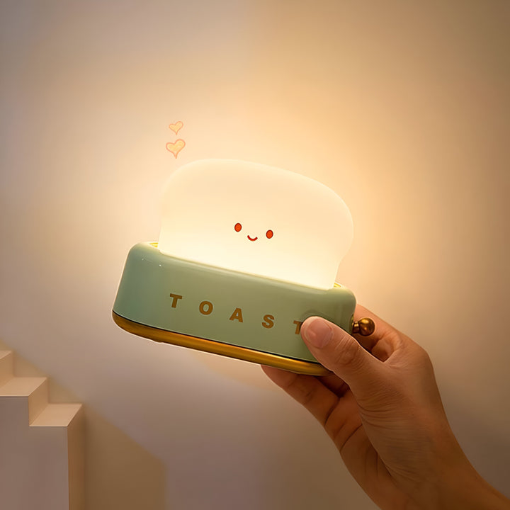 TinyToast Table Lamp – Portable Toaster-Shaped Night Light with Dimmable LED &amp; USB Port
