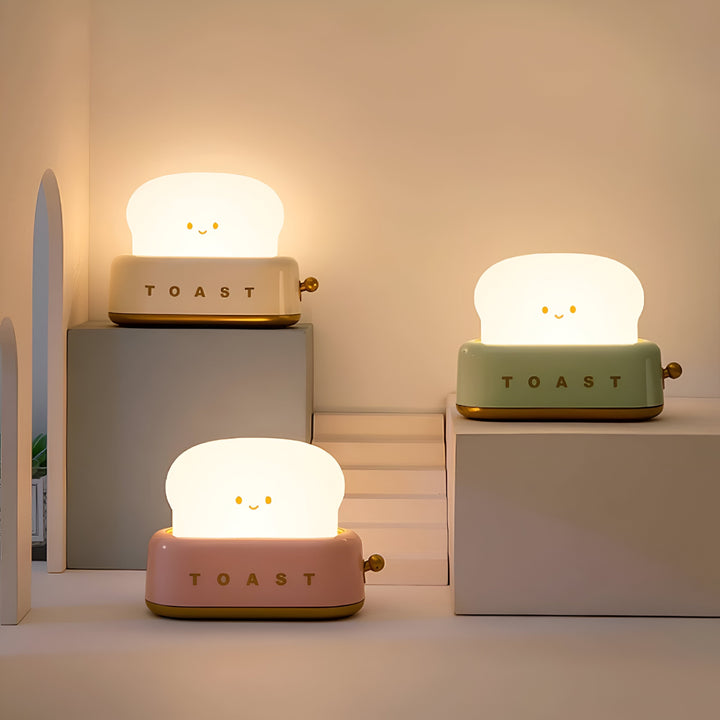 TinyToast Table Lamp – Portable Toaster-Shaped Night Light with Dimmable LED &amp; USB Port