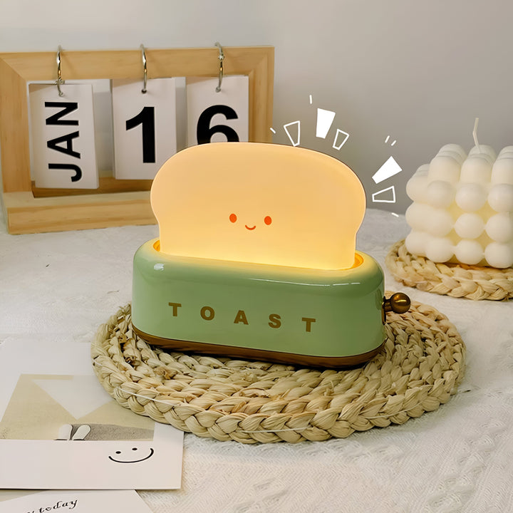 TinyToast Table Lamp – Portable Toaster-Shaped Night Light with Dimmable LED &amp; USB Port