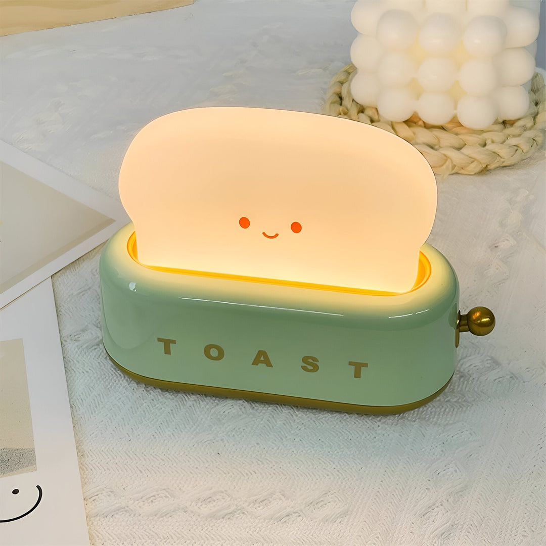 TinyToast Table Lamp – Portable Toaster-Shaped Night Light with Dimmable LED &amp; USB Port