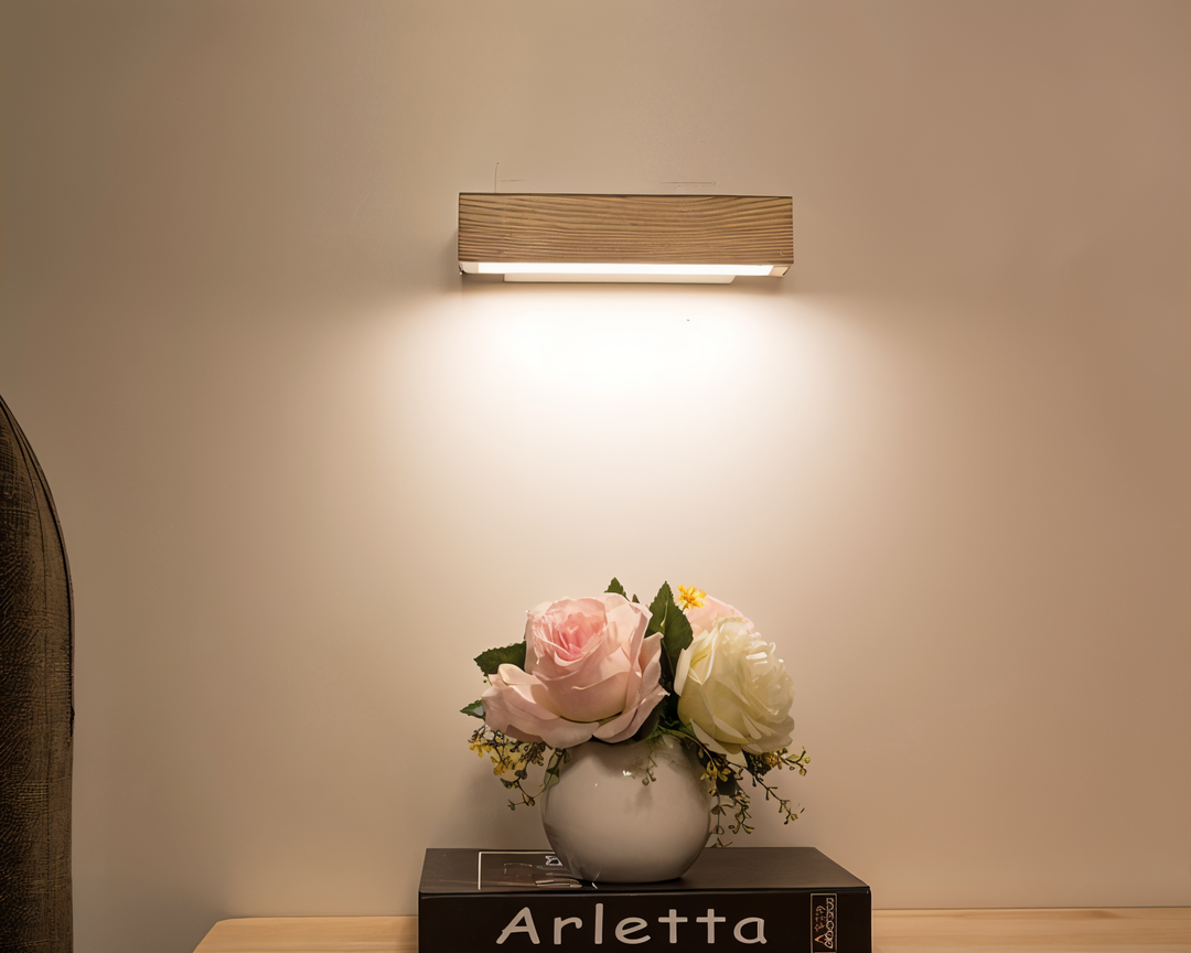 TwistLED Wall Lamp - 360° rotatable rectangular LED wall lamp made of wood