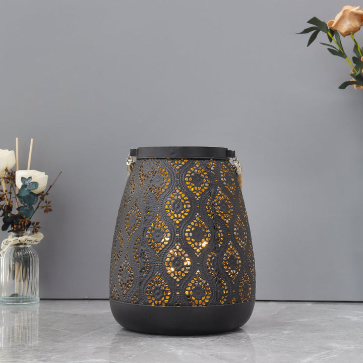 Moroccan Style Black Metal Battery Operated Table Lamp - Cordless Lamp