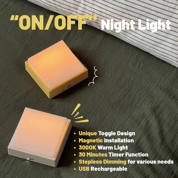 Wireless dimmable night light – Rechargeable with timer &amp; magnet attachment