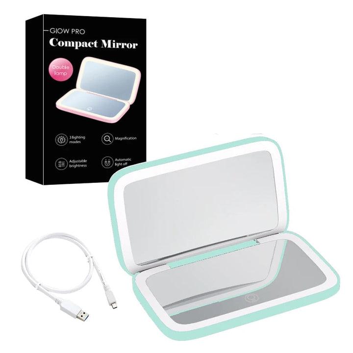Compact LED Makeup Mirror with Double Magnification 1X and 10X