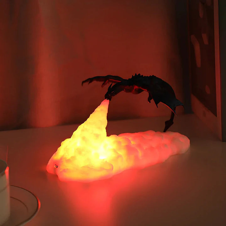 LED Night Light with Dragon Flame – 3D Sculpture, USB Charging, Perfect for Gamers