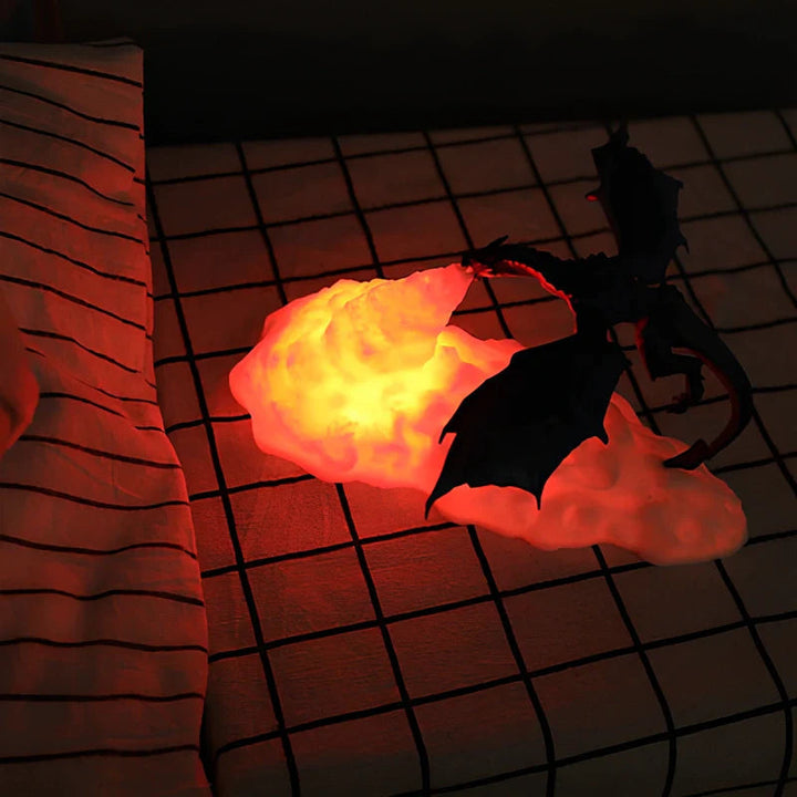 LED Night Light with Dragon Flame – 3D Sculpture, USB Charging, Perfect for Gamers
