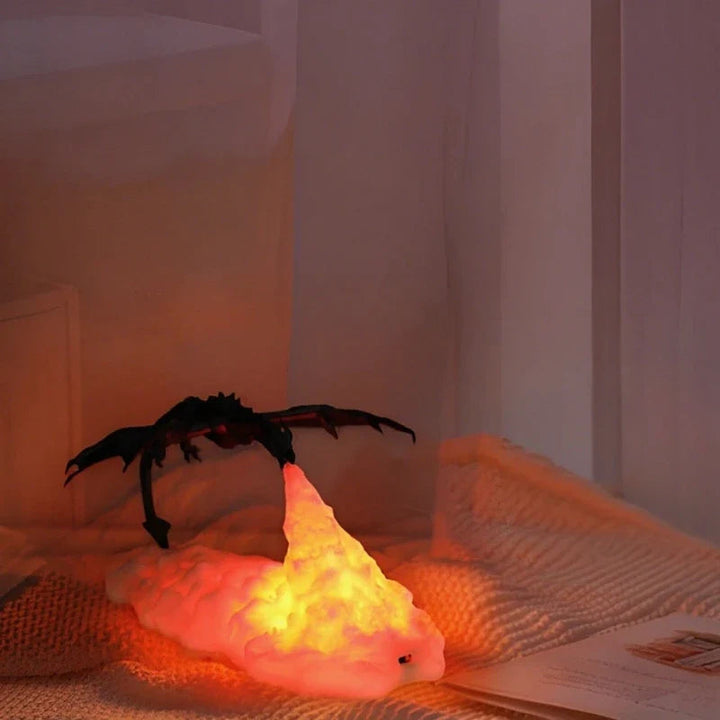 LED Night Light with Dragon Flame – 3D Sculpture, USB Charging, Perfect for Gamers