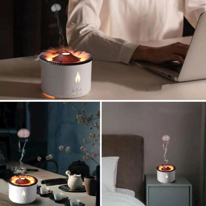Aroma humidifier with flame effect &amp; night light for relaxation &amp; room fragrance