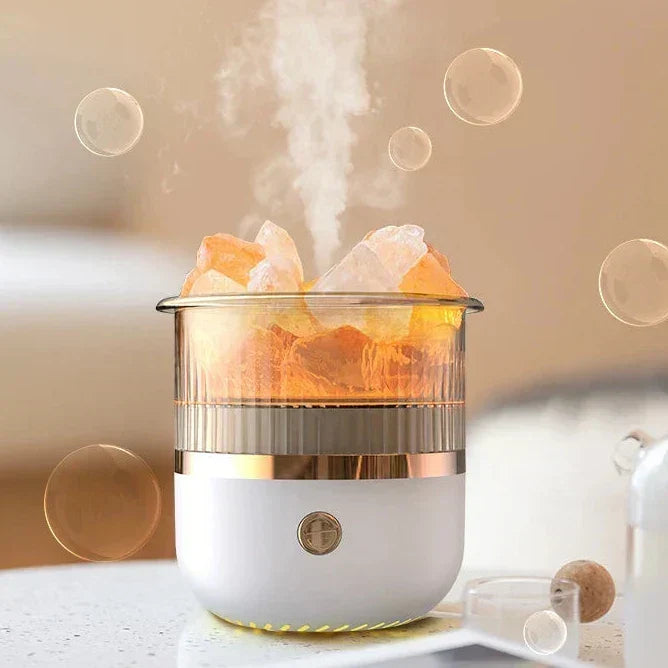 Himalaya salt crystal lamp &amp; essential oil diffuser, USB ultrasonic humidifier for home &amp; office