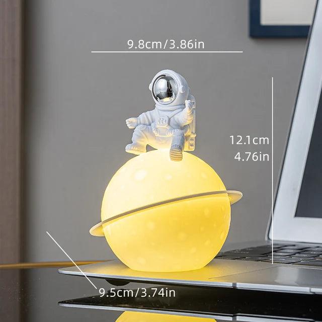 AstroLume Astronaut Sculpture with Planet Night Light | Modern Decorative Highlight | Environmentally Friendly PVC &amp; ABS | 9.8 x 12.1 cm