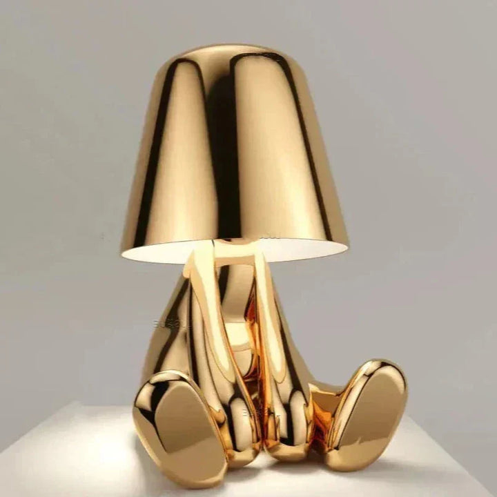 Golden Man LED Thinking Table Lamp – Playful Nightstand Lamp for Bedroom &amp; Decor