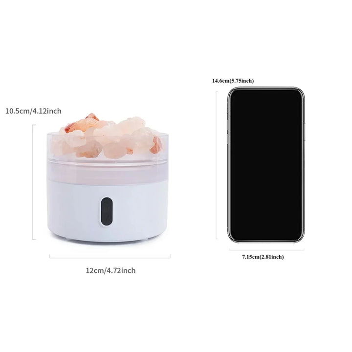 Salt Lamp Diffuser - USB Ultrasonic Essential Oil Humidifier with Himalayan Salt Crystals &amp; Night Light