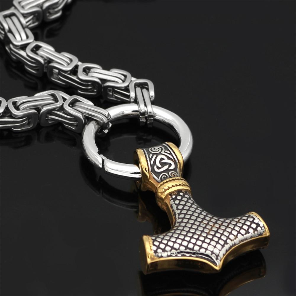BowLift | 60–90 cm Stainless Steel Double Wolf Head &amp; Mjolnir Survival Spirit Necklace/Bracelet