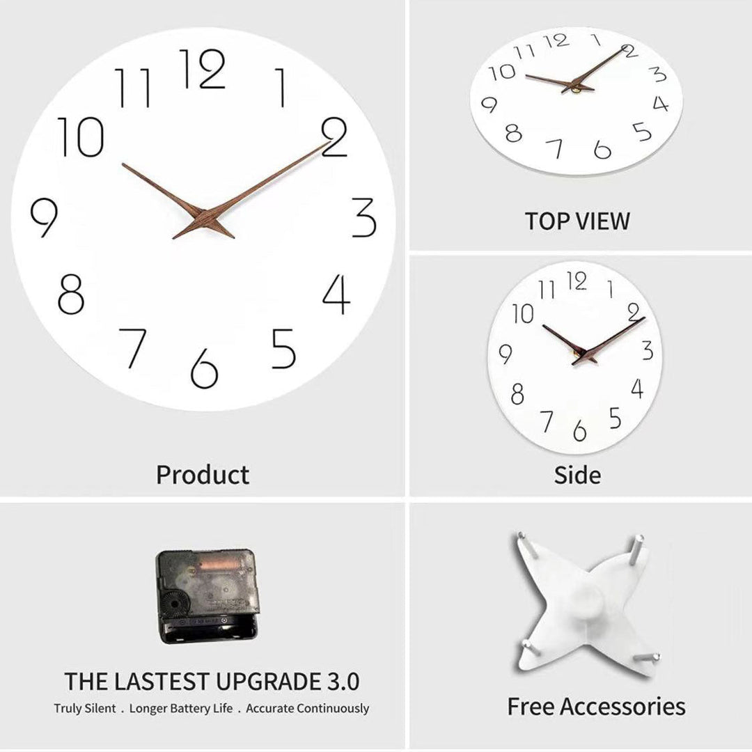 BowLift | Simple Colored Silent Wall Clock 12 Inch