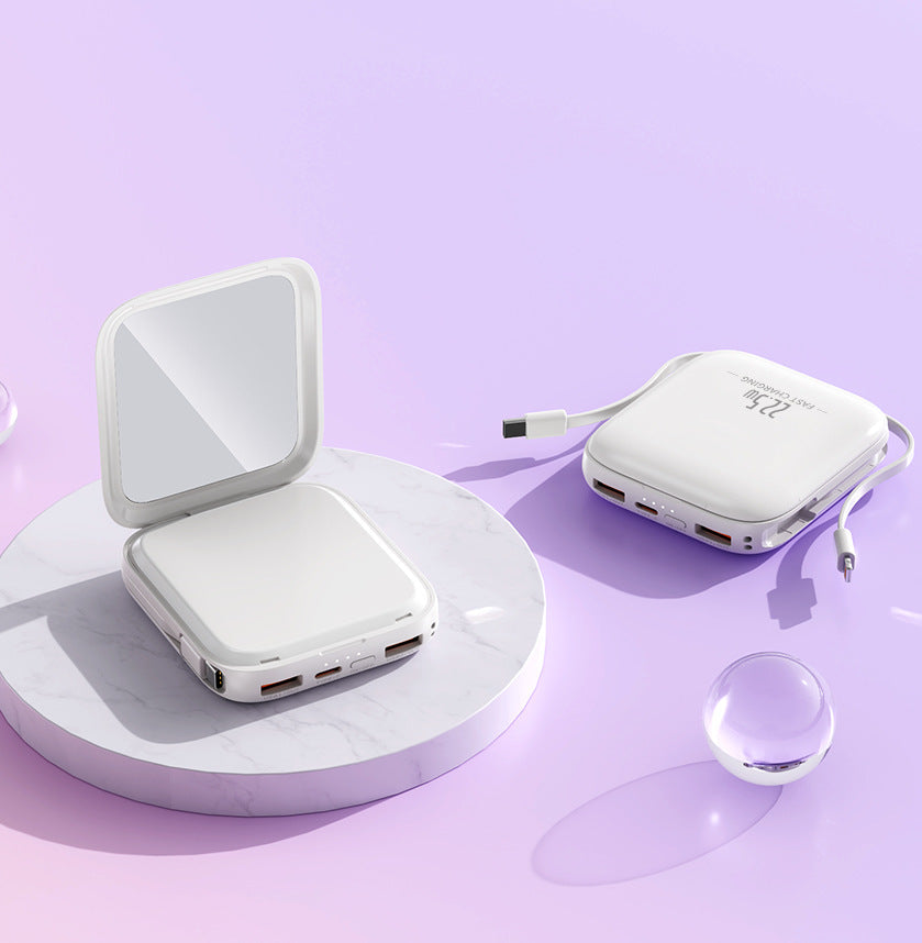 Portable cosmetic power bank with integrated mirror