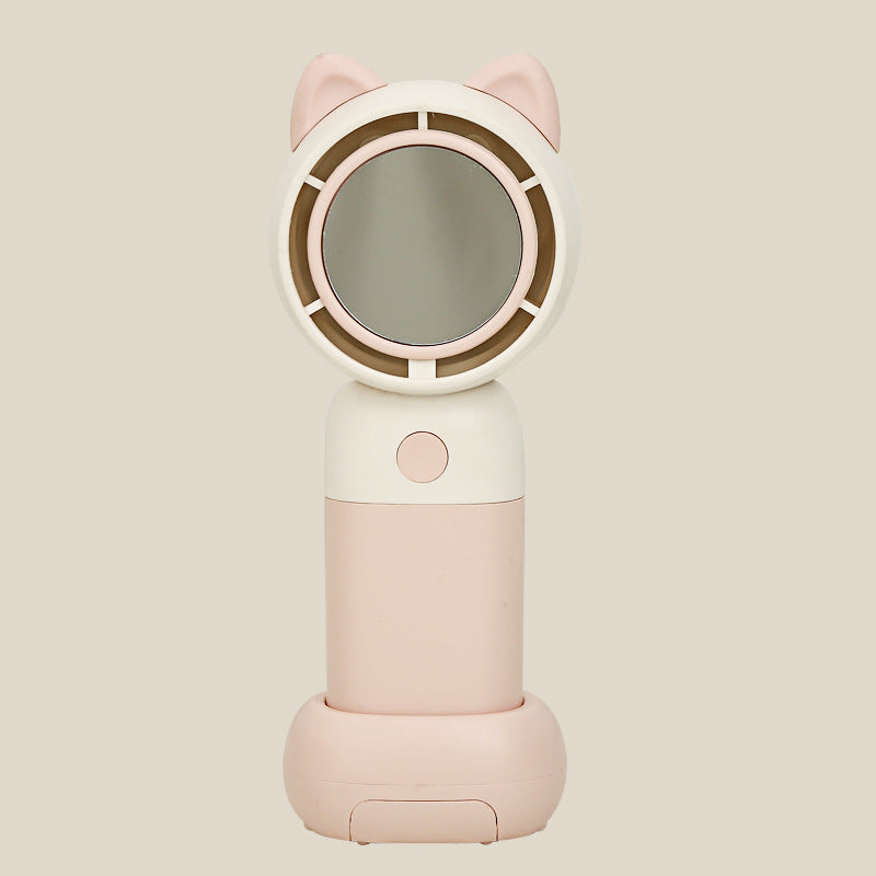 Ladies Portable Hand Fan with Integrated Mirror Function