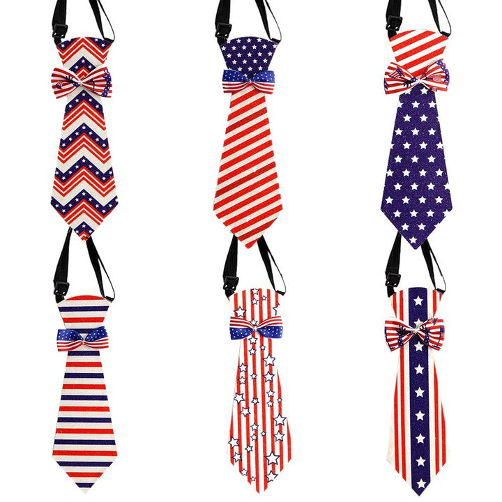Unisex nan patriotic striped pet necktie with adjustable elastic collar Bowlift