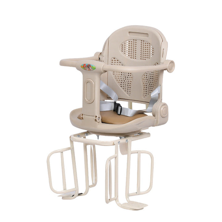 rear-mounted toddler bicycle seat with padded ergonomic backrest adjustable footrests and secure harness Bowlift