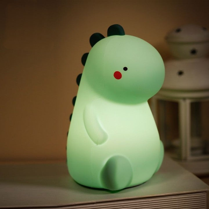 Squishy Silicone Blushing Dinosaur LED Night Light - Perfect Gift for Children and Girls