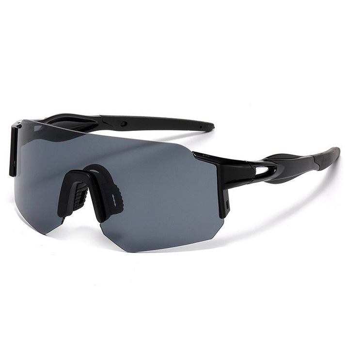 Unisex nan Wraparound sports sunglasses with mirrored one-piece visor and flexible plastic temple