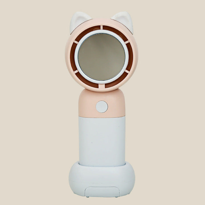 Ladies Portable Hand Fan with Integrated Mirror Function