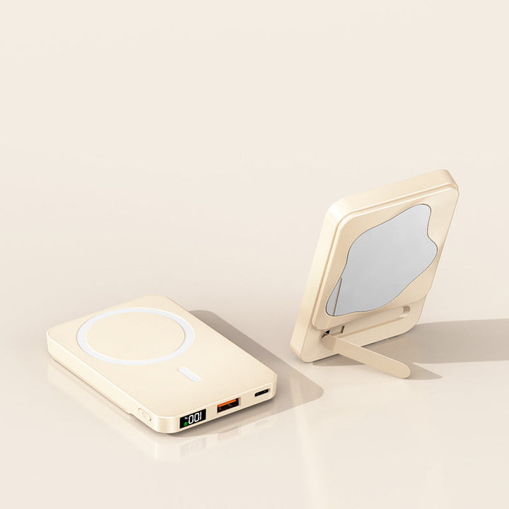 Powerbank with Integrated Cosmetic Mirror and Multifunctional Charging Port