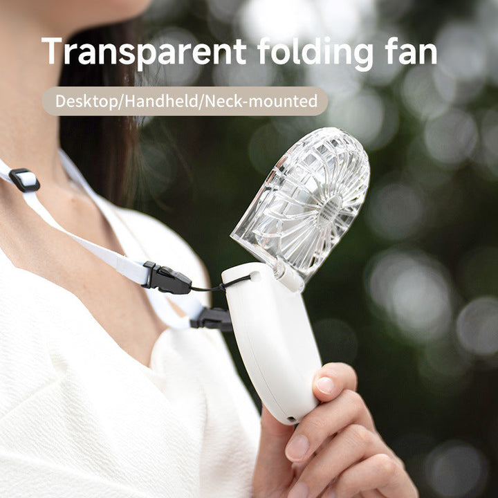 Unisex Portable Rechargeable Handheld Fan with LED Mirror