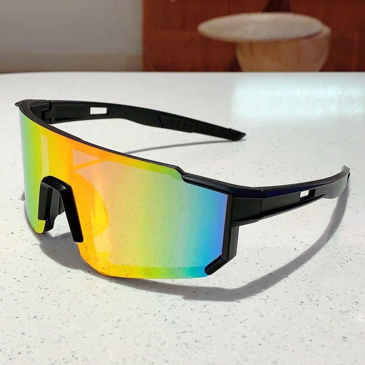 Unisex nan sporty shield sunglasses with continuous mirror lens and adjustable nose bridge
