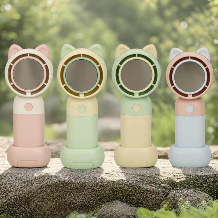 Ladies Portable Hand Fan with Integrated Mirror Function