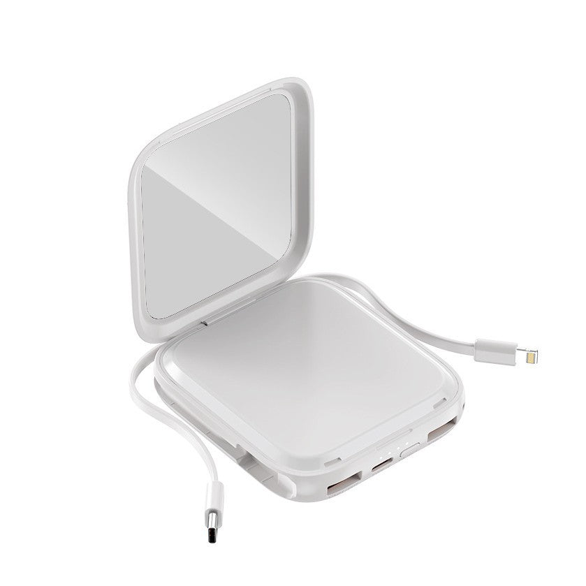 Portable cosmetic power bank with integrated mirror