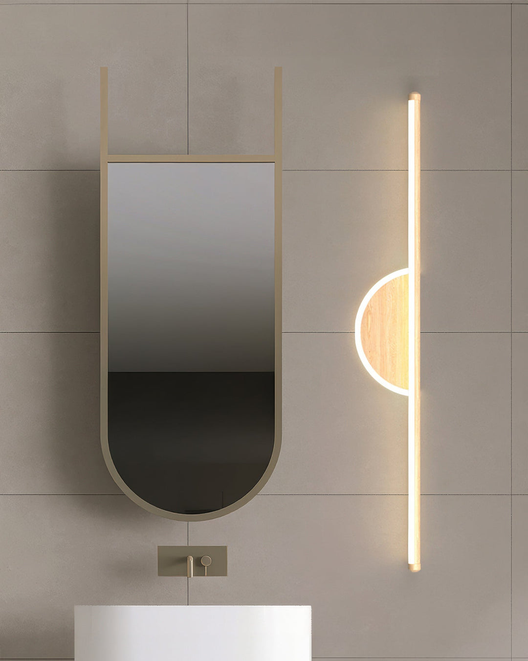Modern Wall Lamp made of Wooden Arch