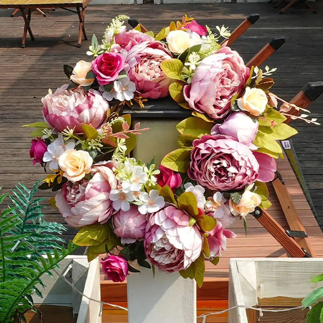 BowLift | Artificial Wreath - AutumnBloom - Outdoor &amp; Peonies - Cozy Autumn Decoration