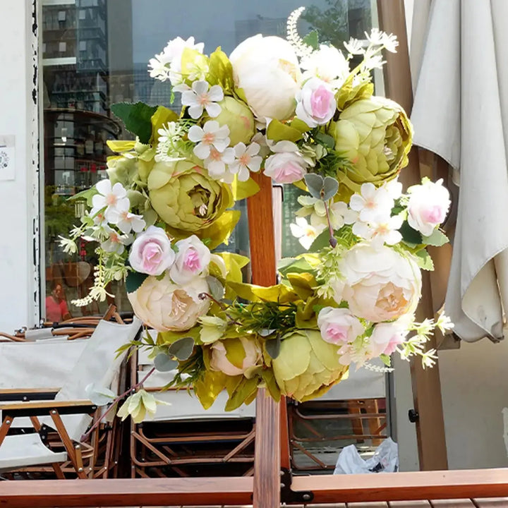 BowLift | Artificial Wreath - AutumnBloom - Outdoor &amp; Peonies - Cozy Autumn Decoration