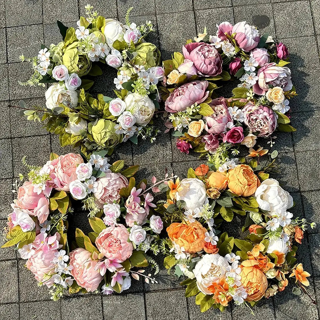 BowLift | Artificial Wreath - AutumnBloom - Outdoor &amp; Peonies - Cozy Autumn Decoration