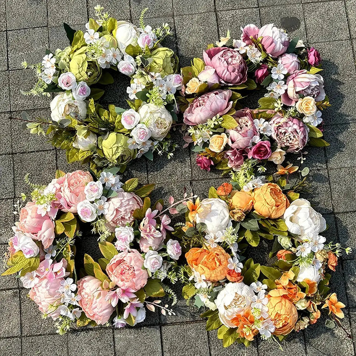 BowLift | Artificial Wreath - AutumnBloom - Outdoor &amp; Peonies - Cozy Autumn Decoration