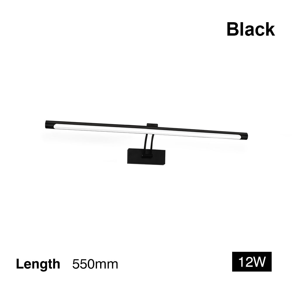 80-100cm LED wall lamp - Modern black/silver wall light for the bathroom, internally mounted picture light
