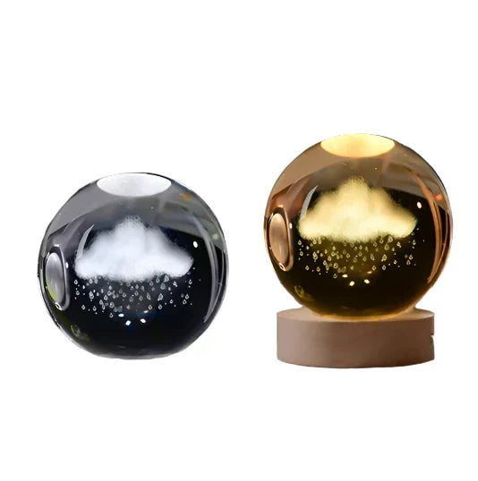 3D Crystal Night Light LED - Starry Sky Projector with Wooden Base, Romantic Lighting for Bedroom &amp; Gifts |