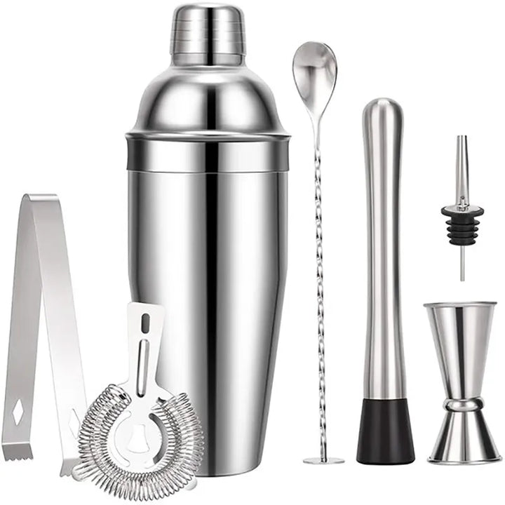 BowLift | 550 ml/750 ml Stainless Steel Cocktail Shaker Mixer Drink Bartender Set Bar Set Tools With Wine Rack Stand Tool for Birthday Gift