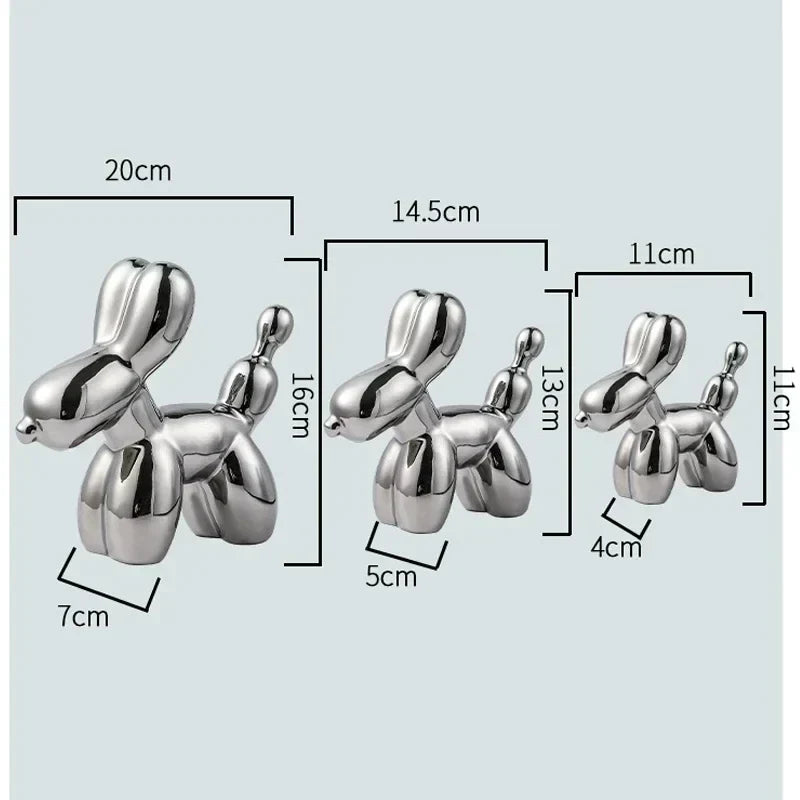 BowLift | Nordic Ceramic Balloon Dog Sculpture Gold Animal Decorations Statue Living Room Ornaments Creative Desktop Ornament Home Decor