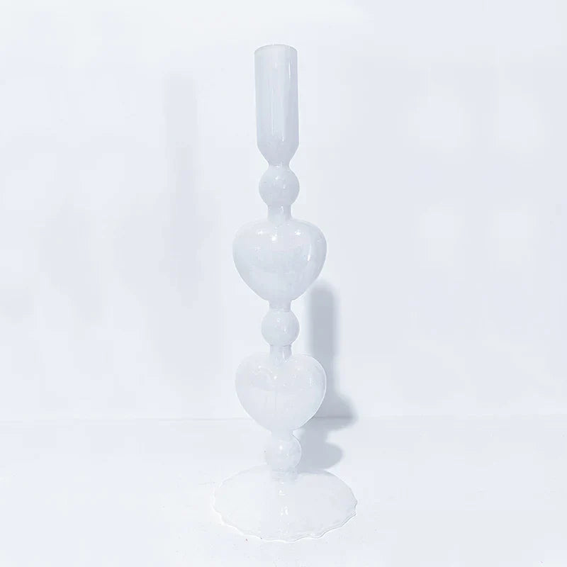 BowLift | Retro Taper Candle Holder Red Heart Shape Glass Candle Holder Wedding Table Decoration Home Party Glass Vase Decor