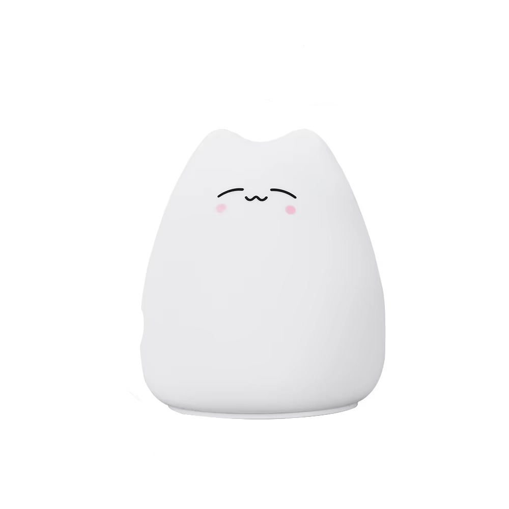 Charming Cat Silicone Night Light with 7-colour Touch Sensor