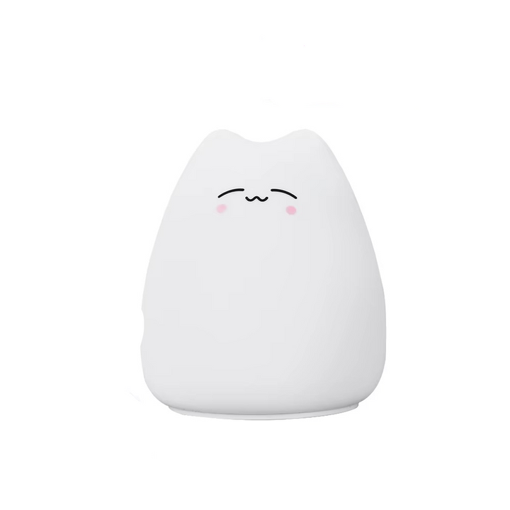 Charming Cat Silicone Night Light with 7-colour Touch Sensor
