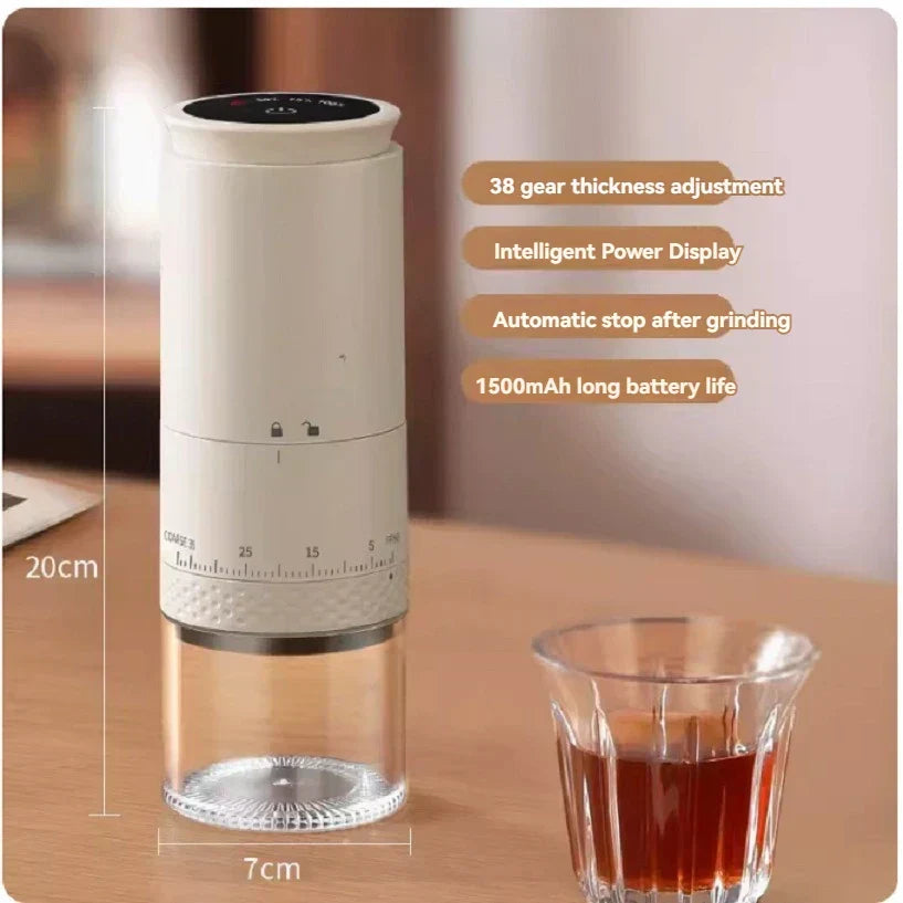 BowLift | 1500mAh Electric Coffee Grinder External Adjustable Type-C Charging Coffee Grinder Bean Grinding Machine Coffee Maker