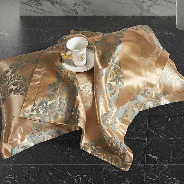 Satin Rayon Jacquard Duvet Cover Set 264x229cm – Luxury Summer Bedding for Comfortable Sleep &amp; Home Décor