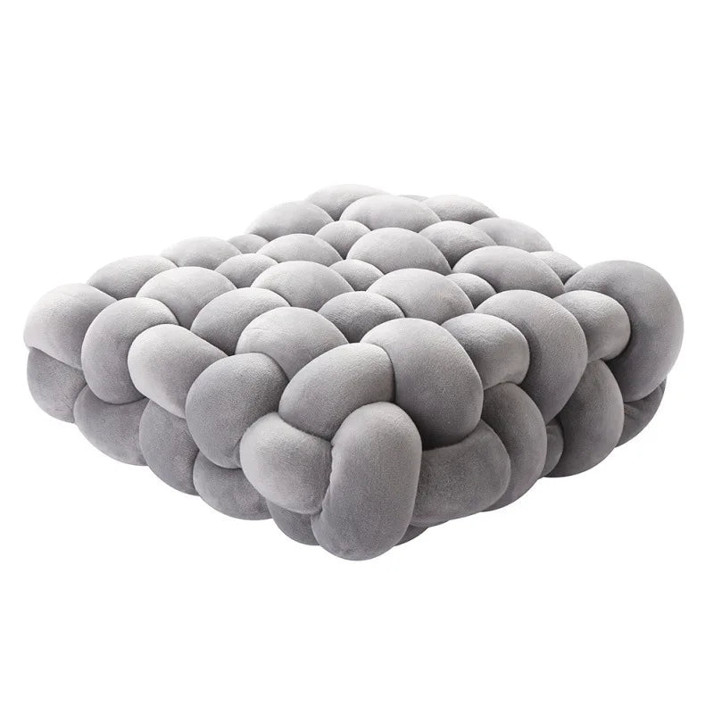 BowLift | Living Room Soft Plush Knot Pillow Sofa Pillow Solid Color Square Handwoven Home Throw Pillow Square Woven Seat Cushion Pillow