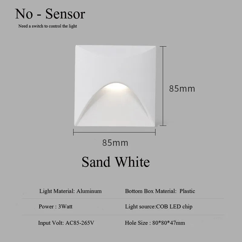 Modern waterproof IP65 LED recessed wall lamp for outdoor lighting - 3W embedded step &amp; staircase balcony portal light